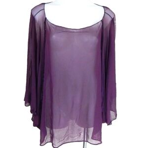 Cynthia Ashby Sheer Mesh Batwing Top
